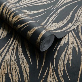 Tapet Ripple, Bracken Gold and Black Luxury Feature, 1838 Wallcoverings, 5.3mp / rola