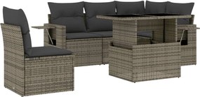vidaXL Set mobilier grădină cu perne, 6 piese, gri, poliratan