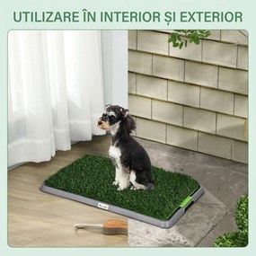 PawHut Toaletă pentru Câini cu Gazon Sintetic, Iarbă de Schimb și Tavă Inferioară pentru Interior și Exterior, 67x41x3.5 cm | Aosom Romania