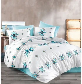 BedTex Lenjerie de pat din bumbac Hippi turcoaz,220 x 200 cm, 2 bucăți 70 x 90 cm, 220 x 200 cm, 2 buc. 70 x 90 cm