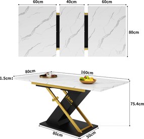 Masă extensibilă de dining, Alb+Negru | Aosom Romania