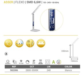 Veioza LED RGB / Lampa birou cu alarma, calendar si termometru Asser 982006 SU