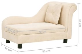 Canapea pentru caini cu perna, crem, 83x44x44 cm, plus Crem