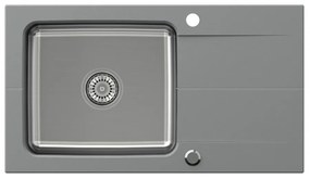 Chiuveta compozit incastrata Quadron Pop Edward 111 finisaj inox - gri 78x44 cm