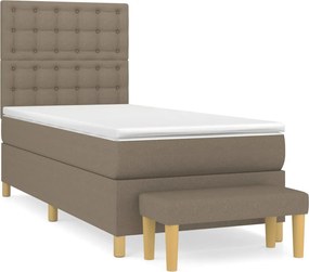 vidaXL Pat box spring cu saltea, gri taupe, 100x200 cm, textil