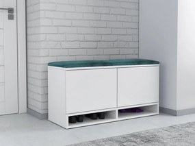 BAA503 - Banca 100x37x50 cm, Pantofar pentru Hol, pantofi, depozitare - Alb