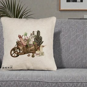 Perna Decorativa Roaba Rustica de Craciun, 40x40 cm, Bej Canapea, Husa Detasabila, Perna Inclusa, BEKZ®