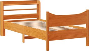 vidaXL Cadru de pat cu tăblie, maro ceruit, 75x190 cm, lemn masiv pin