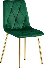 Verde scaun bucatarie LIBRA din catifea cu picioare aurii