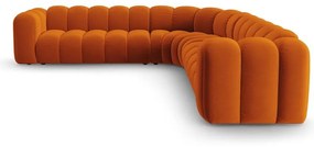 Colțar modular cărămiziu cu tapițerie din catifea Lupine – Micadoni