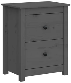 813683 vidaXL Noptieră, gri, 50x35x61,5 cm, lemn masiv de pin