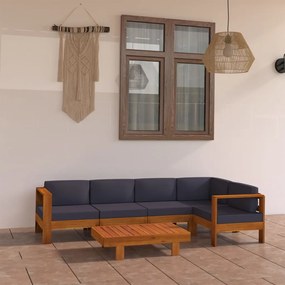 3057952 vidaXL Set mobilier grădină perne gri închis, 6 piese, lemn acacia