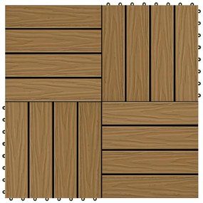 vidaXL Plăci podea în relief, WPC, 11 buc., 30x30 cm 1 mp, culoare tec