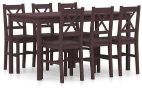 283377 vidaXL Set mobilier de bucătărie, 7 piese, maro închis, lemn de pin