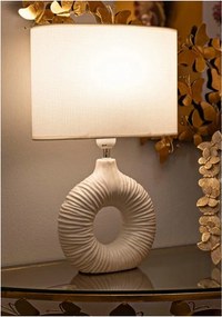 Veioză albă din ceramică cu abajur textil (înălțime 43 cm) Seta – Mauro Ferretti