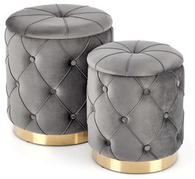 Set tabureti tapitati Polly Gri / Gold