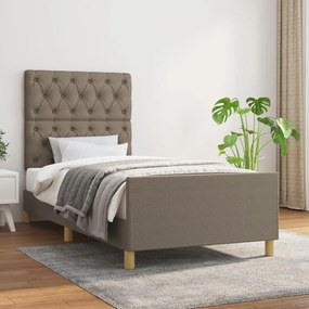 3125256 vidaXL Cadru de pat cu tăblie, gri taupe, 80x200 cm, textil