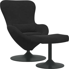 vidaXL Scaun Egg cu Taburet Negru Catifea