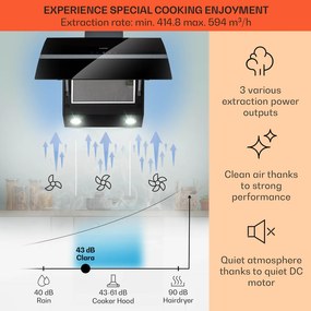 Klarstein Clara 60, hotă, 509 m³/h, ecran tactil, iluminare ambientală