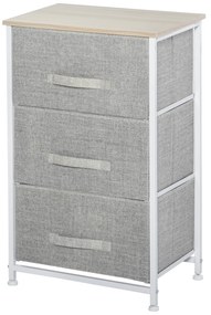 HOMCOM Mobilier de depozitare șifonier modern 3 sertare din material textil, cadru din oțel și placă de particule, 45 x 30 x 71 cm, gri | Aosom Romania