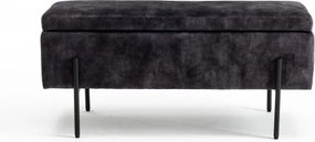 Bancheta cu spatiu de depozitare Loft 100cm, catifea gri