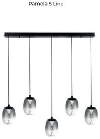 Lustra LED suspendata design modern PAMELA 5 LINE fumuriu