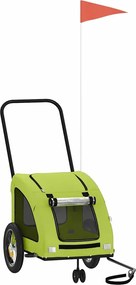 vidaXL Remorcă de bicicletă animale companie, verde textil oxford/fier