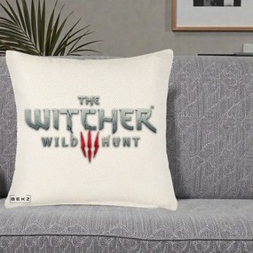 Perna Personalizata The Witcher 3 Wild Hunt, 40x40 cm, Crem Reliefat, Husa Detasabila, Perna Inclusa, BEKZ®