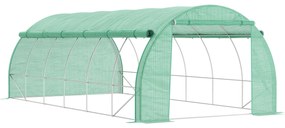 Outsunny Seră de grădină seră tunel 18 m² cu ușă, pereți laterali cu fermoar 12 ferestre oțel PE  4 x 3 x 2 m verde | Aosom Romania