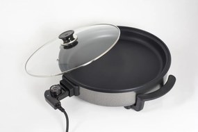 Tigaie electrica rotunda ZİLAN ZLN7870, pizza grill, diametru 38 cm, 1500 W, capac sticla, material non stick