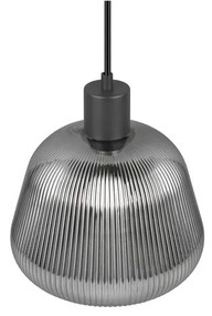 Lustră neagră cu abajur din sticlă ø 22 cm Tarifa – Trio