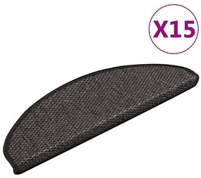 vidaXL Covorașe scări autoadezive, 15 buc. gri 65x21x4cm, aspect sisal