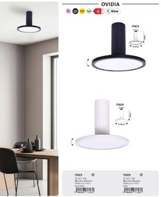 Plafoniera LED din metal negru reglabila Ovidia