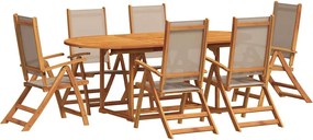 vidaXL Set mobilier de grădină, 7 piese, lemn masiv acacia/textilenă