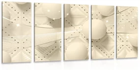 Tablou 5-piese lux alb în design sepia