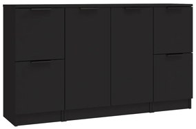 3115845 vidaXL Servante, 3 piese, negru, lemn prelucrat