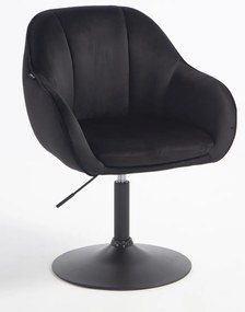 HR2055N Scaun Neagră din Catifea cu Bază Neagră