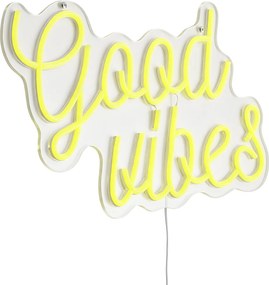 Lumină de perete neon galbenă cu LED inclus - Good Vibes