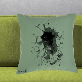 Perna Personalizata Attack on Titan Titan Crapand Zidul, 40x40 cm, Verde, Husa Detasabila, Perna Inclusa, BEKZ®