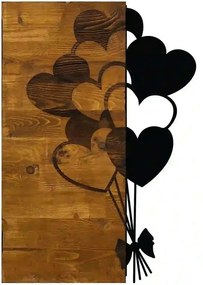 Decoratiune perete LOVE, nuc/negru, lemn/metal, 39x58 cm