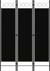 vidaXL Paravan de cameră cu 3 panouri, negru, 120 x 180 cm