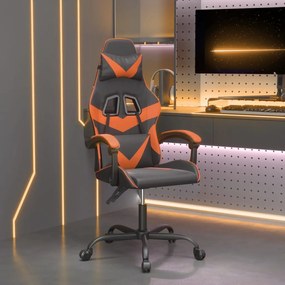 Scaun de gaming pivotant, negru si portocaliu, piele ecologica