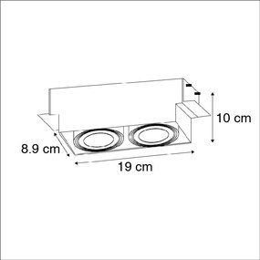 Spot integrat alb GU10 rotativ și inclinabil fără rama 2 lumini - Oneon
