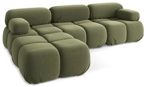 Colțar modular verde deschis cu tapițerie din catifea Lokua – Makamii