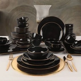 Set de farfurii negre 275KRM1663, 44 piese, ceramica