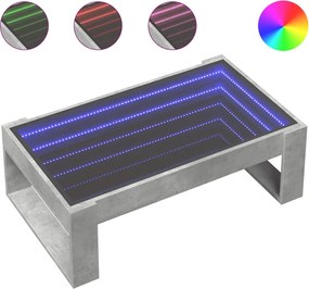 vidaXL Măsuță de cafea cu LED infinity, gri beton, 90x53x30 cm