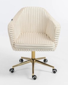 HR832K Scaun Cappuccino Teddy Cord cu Bază Aurie