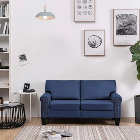 287154 vidaXL Canapea cu 2 locuri, albastru, material textil