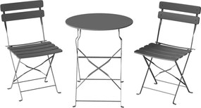 Outsunny Set bistro pentru grădină 3 piese Masă și 2 scaune pliante cu dublă protecție anti-rugină Metal Gri | Aosom Romania