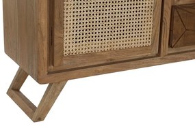 Vitrina din lemn de acacia si rattan, cu suport de vinuri, Verona